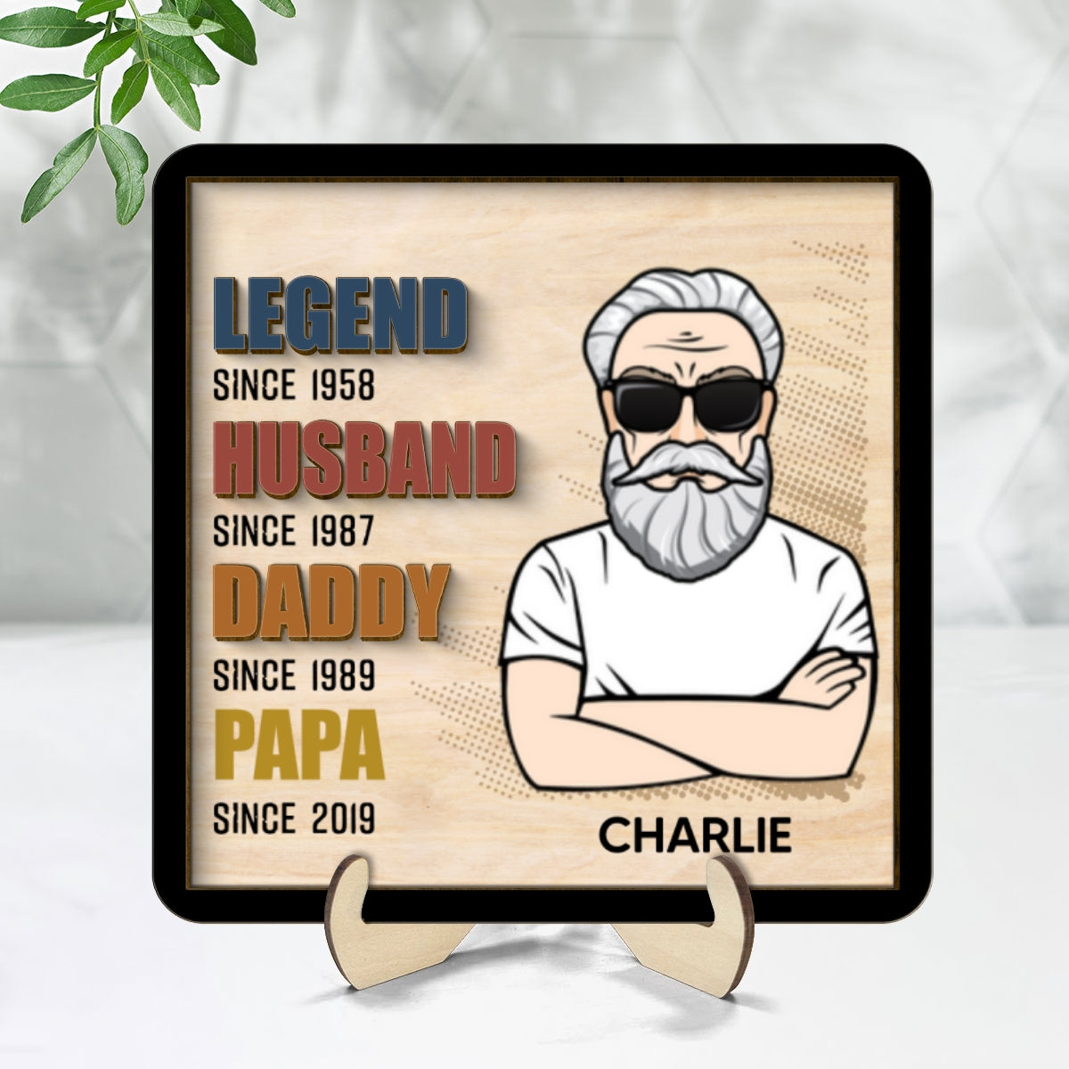 Legend Grandpa Personalized 2-Layer Wooden Plaque