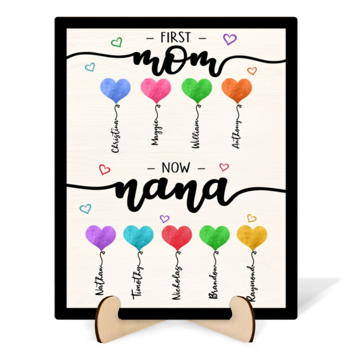 First Mom Now Grandma Balloons Personalized 2-Layer Wooden Plaque