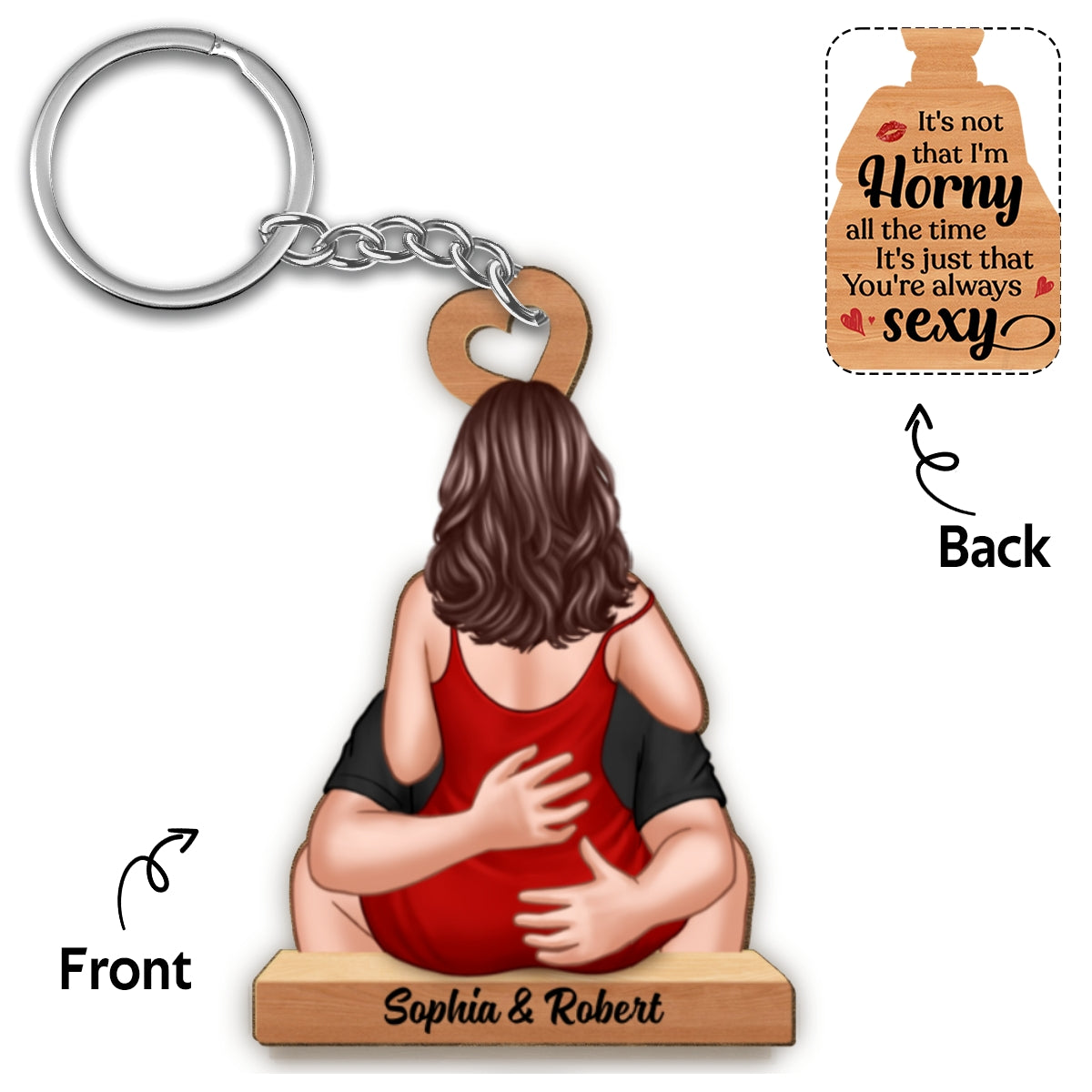 Couple Kissing Romantic You‘re Always Sexy Gift For Her Personalized Wooden Keychain
