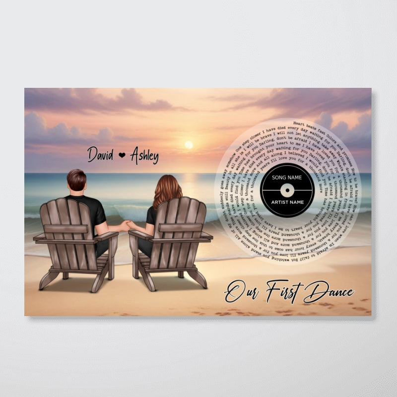 You And Me Beach Landscape Favorite Song Vinyl Lyrics Personalized Poster, Heartfelt 2025  Gift, Anniversary Gift, Birthday Gift For Him, For Her, Boyfriend, Girlfriend, Husband, Wife