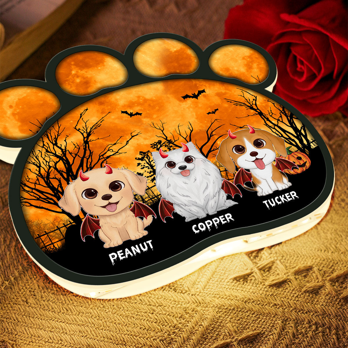 Spooky Halloween Theme Dog Paw Personalized LED Light Box