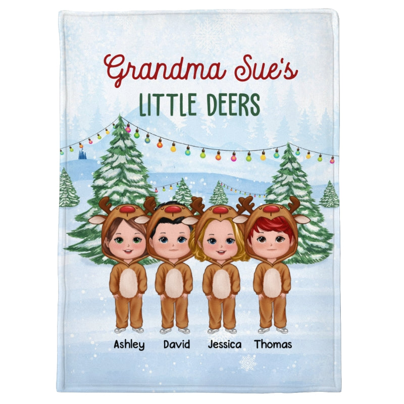Grandma‘s Little Deers Cute Kids Costume Personalized Fleece Blanket