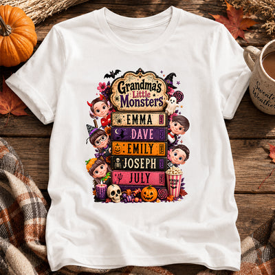 Retro Halloween Movie Grandma Grandkids - Personalized Shirt - Halloween Gift, Gift For Grandma