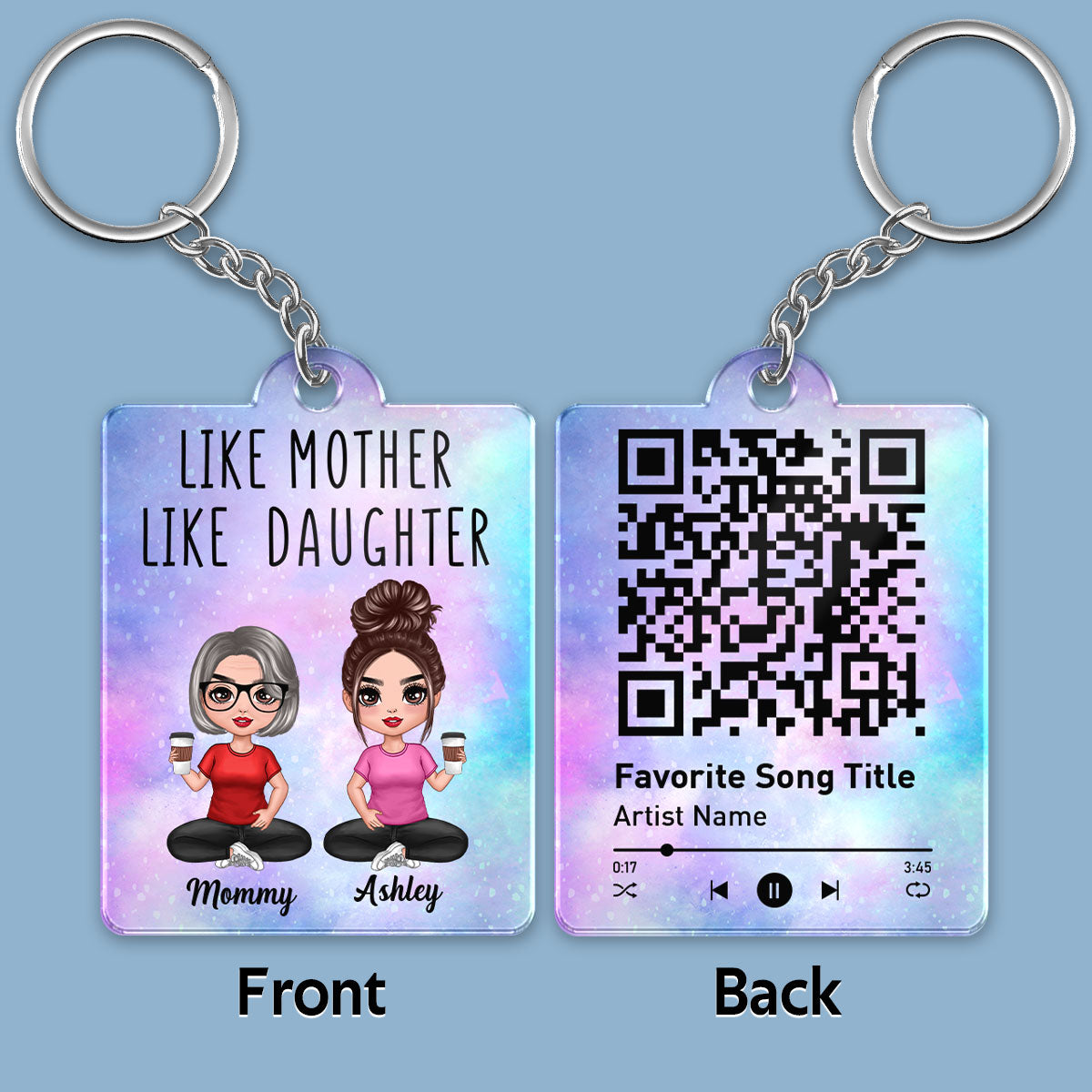 Like Mother Like Daughters Favorite Song Scannable QR Code Personalized Acrylic Keychain