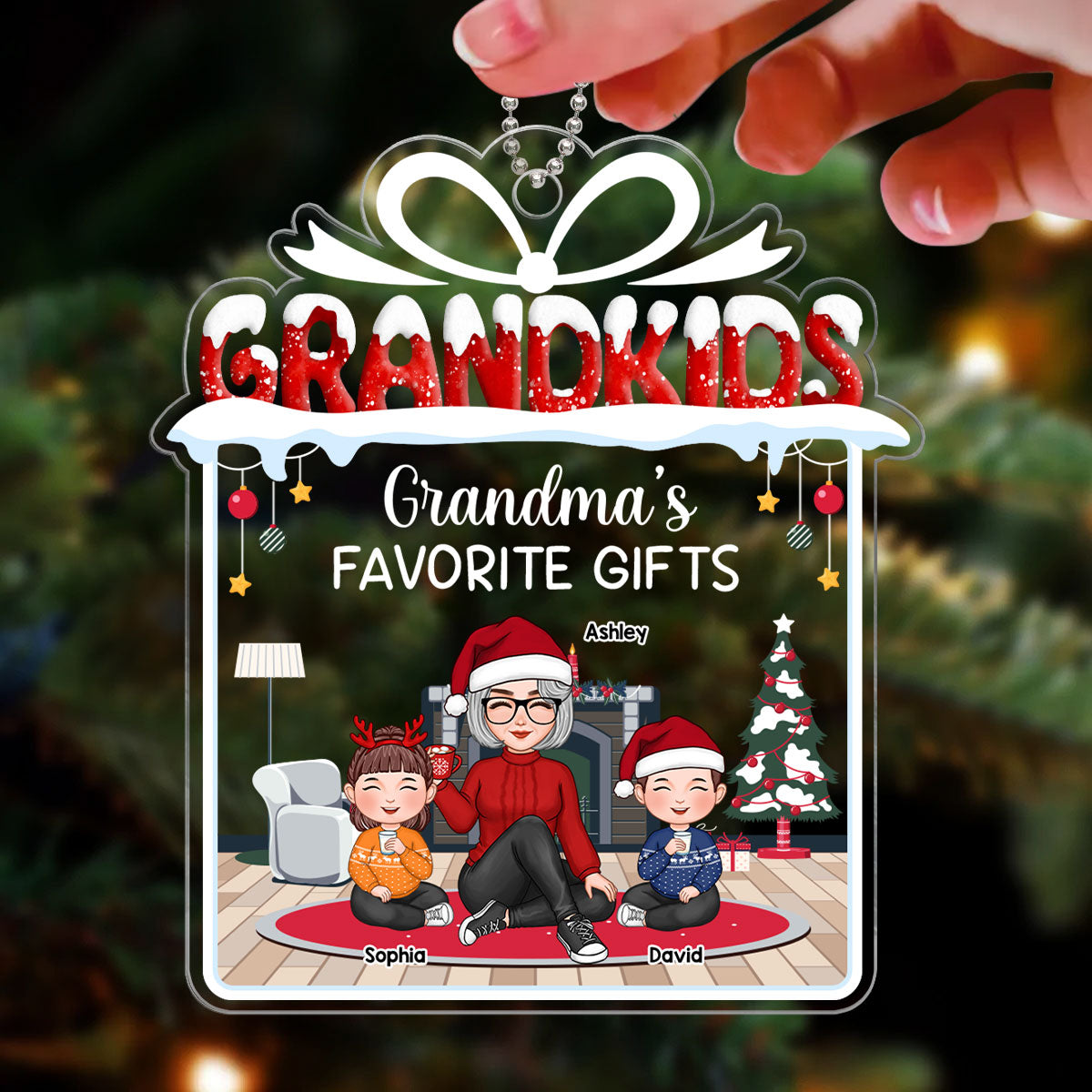 Grandma‘s Favorite Gift Grandkids Personalized Acrylic Ornament