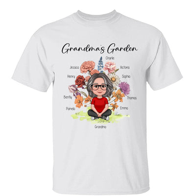 Grandma‘s Garden Crossed Legs Woman Grandkids Vintage Birth Flower Personalized Shirt
