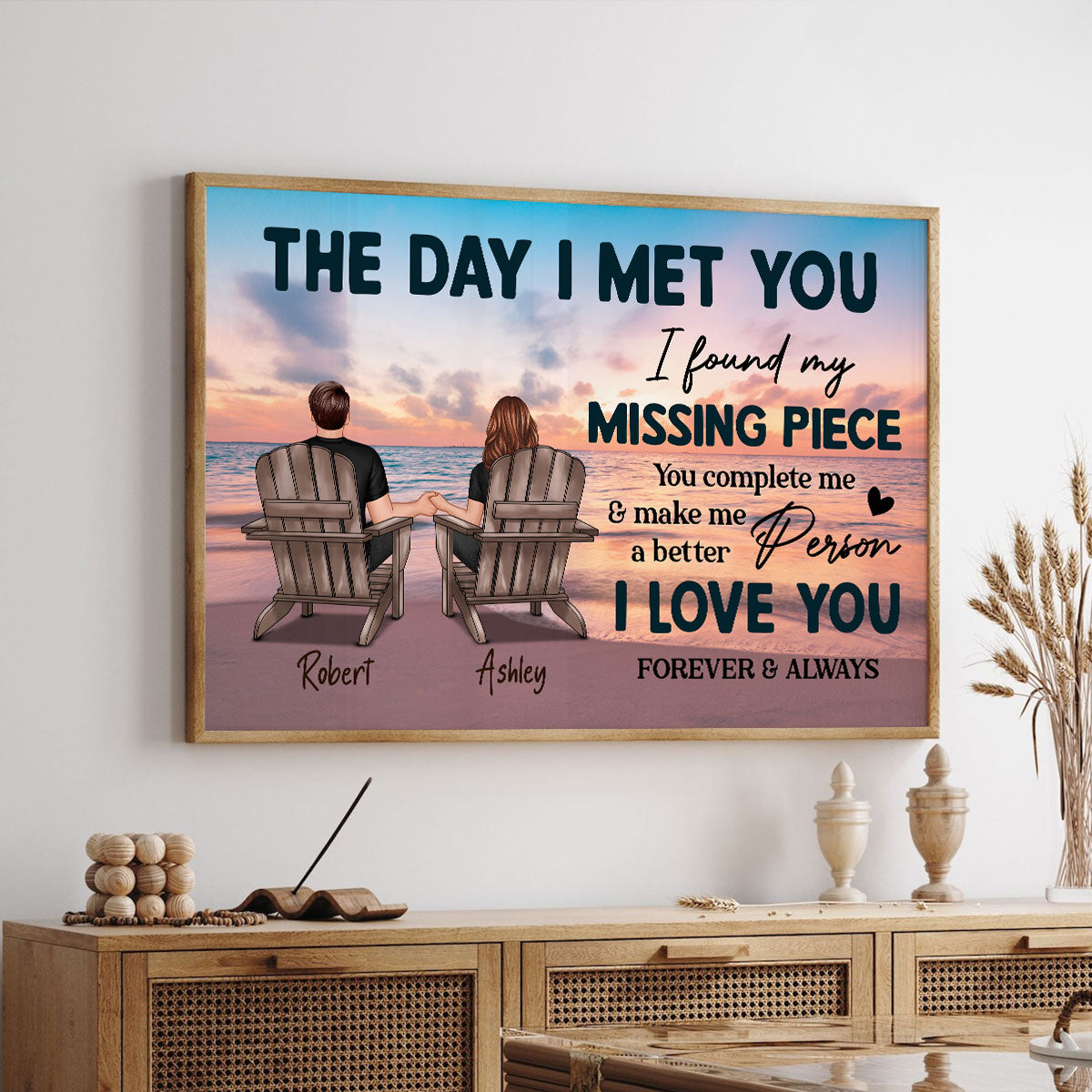 Couple Beach Landscape The Day I Met You Personalized Poster, Gift For Him, For Her