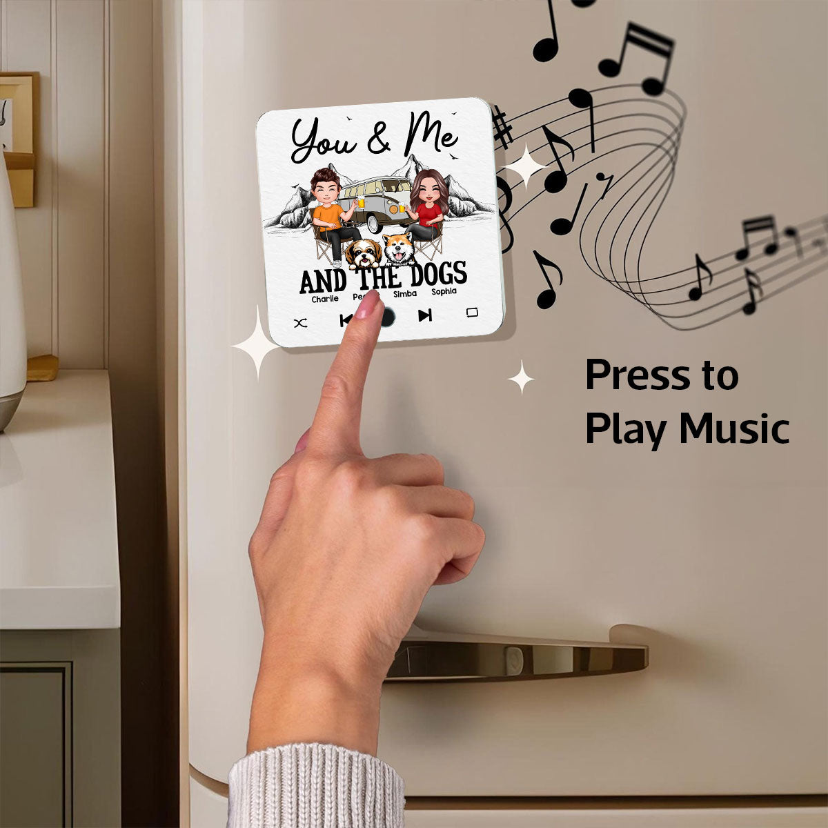 You Me & The Dogs Camping Couple  Gift For Camping Lover Personalized Music Fridge Magnet