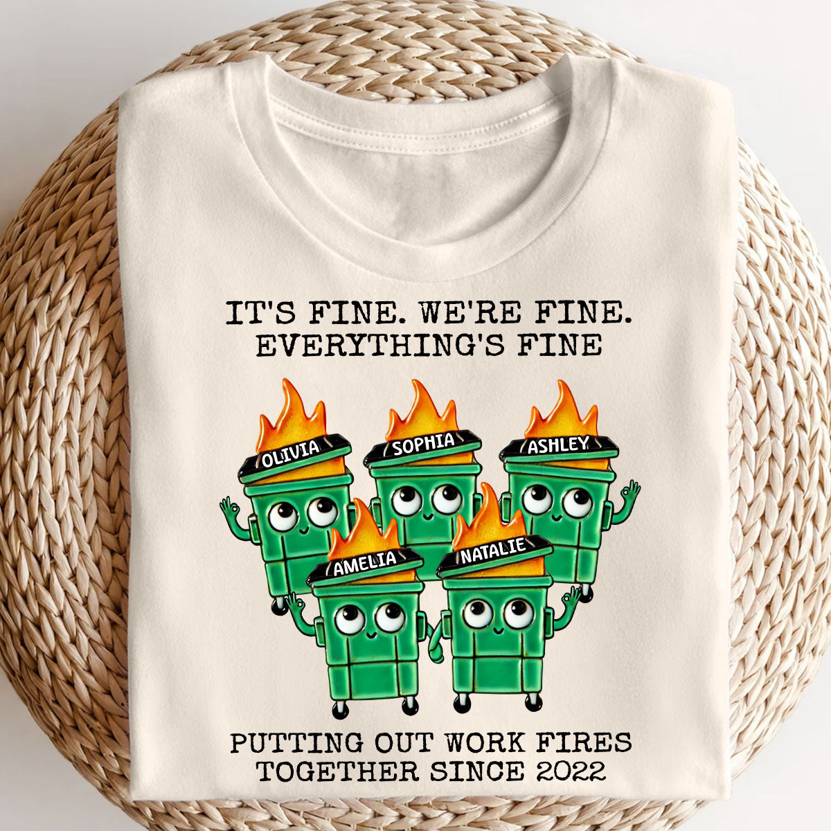 Putting Out Work Fires Together Work Bestie Dumpster Fire Funny Gift For Colleagues Matching Personalized Shirt