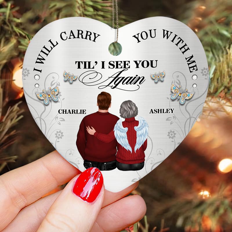 Carry You With Me Memorial Personalized Heart Ornament