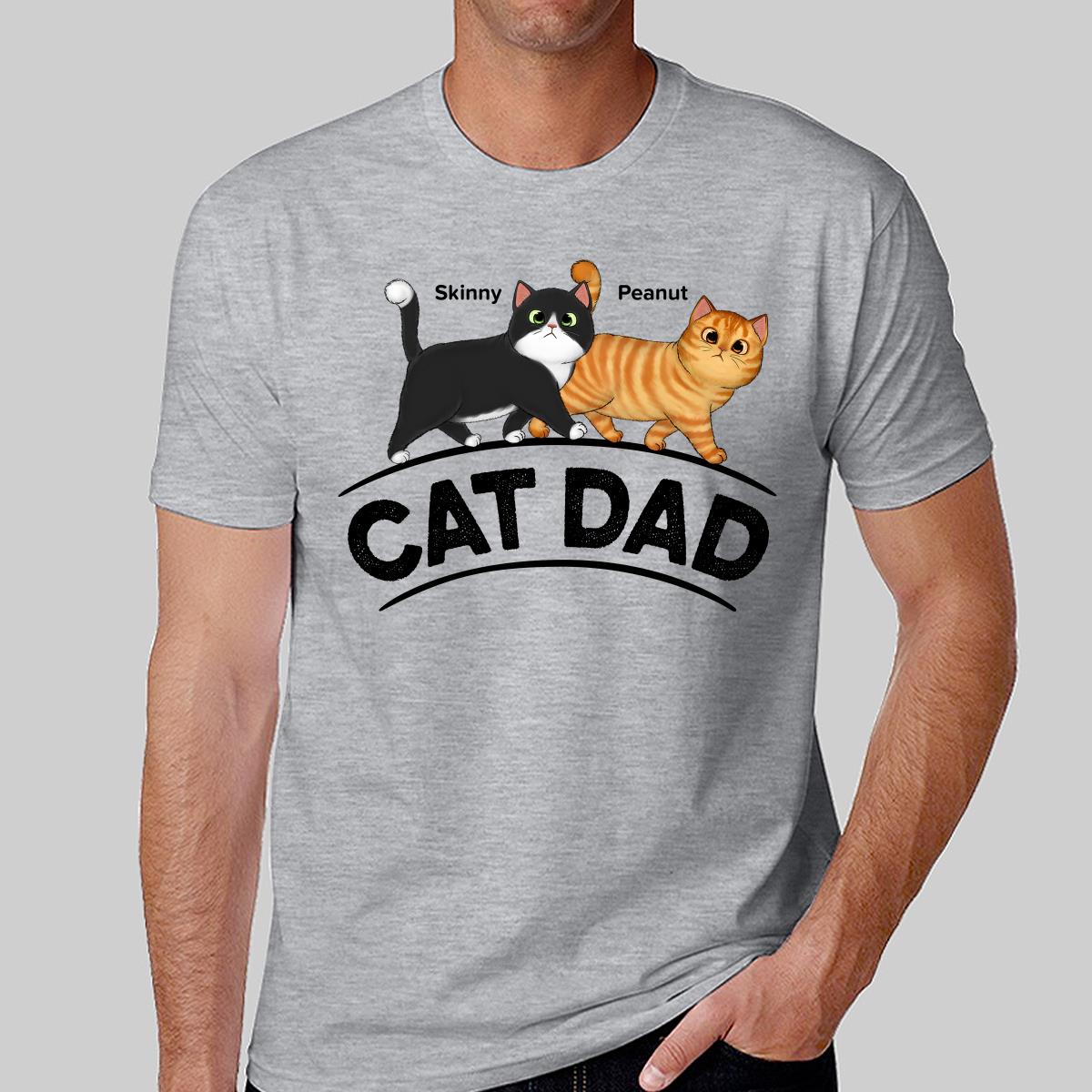 Cat Dad Fluffy Walking Cats Personalized Shirt