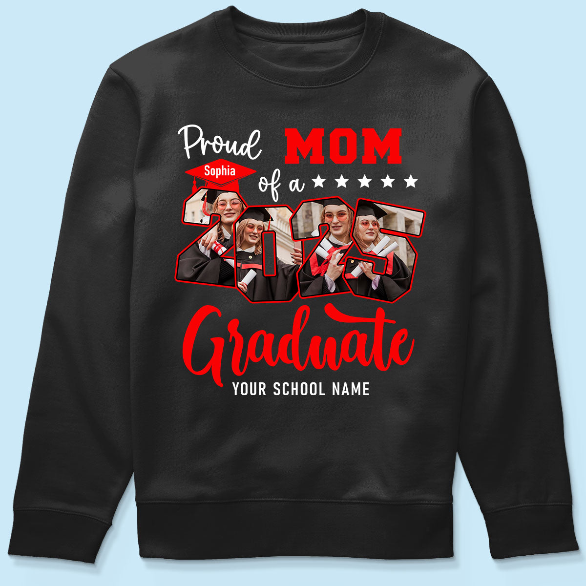 Proud Family Of 2025 Senior Graduation Upload Photo Personalized Shirt, Graduate Gift