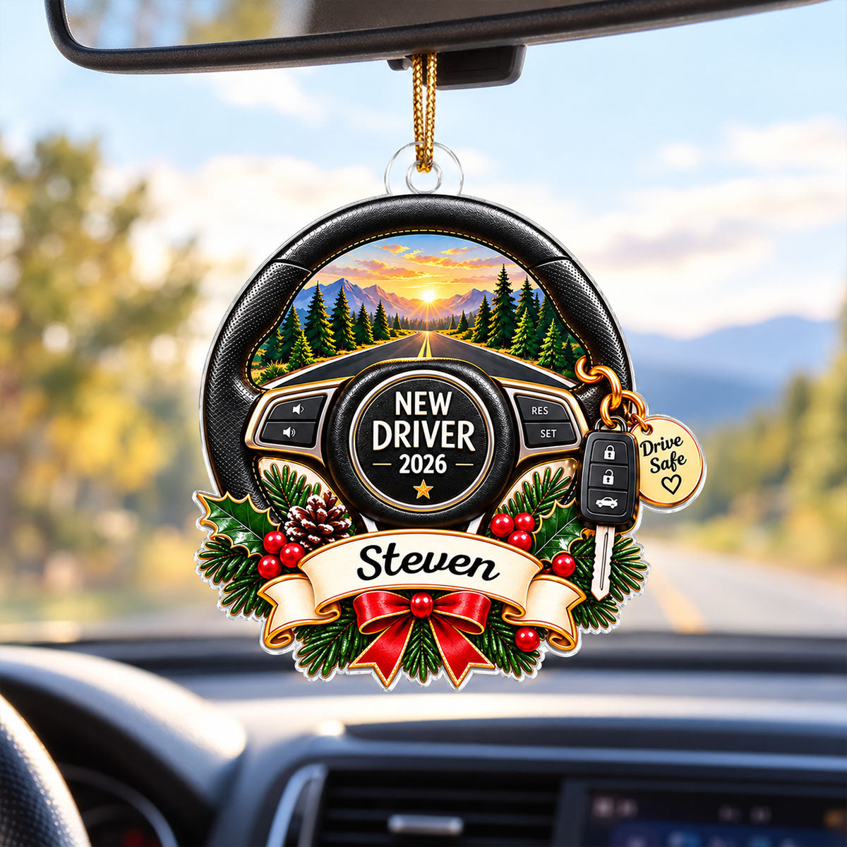 Custom Name New Driver - Personalized Acrylic Ornament - First Car New License Driving Keepsake Gift For Boy Girl