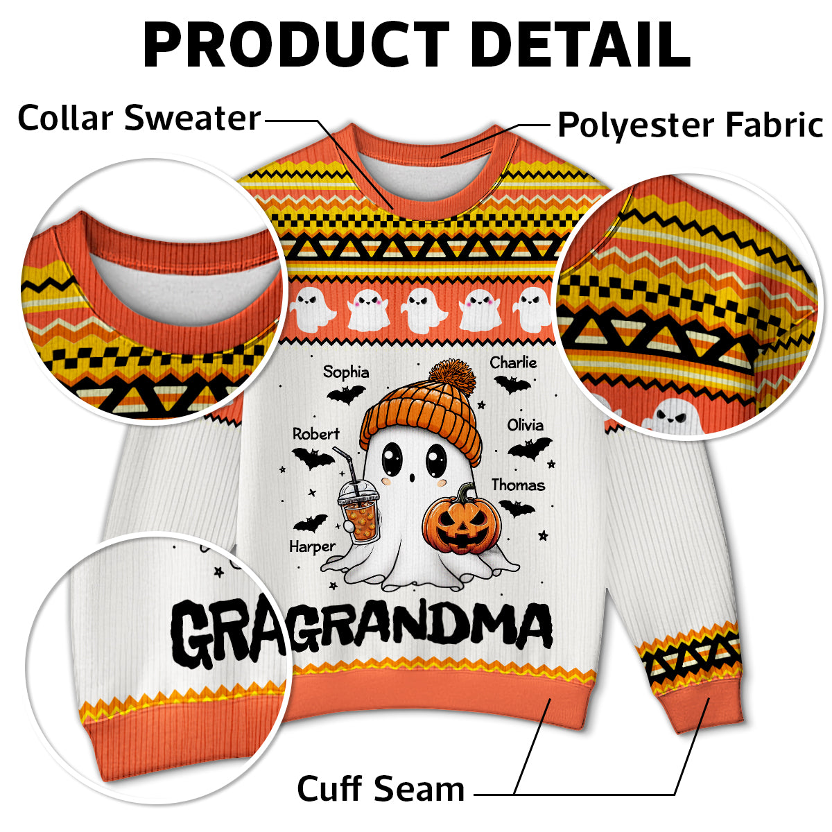 Halloween Grandma Boo Personalized Sweater