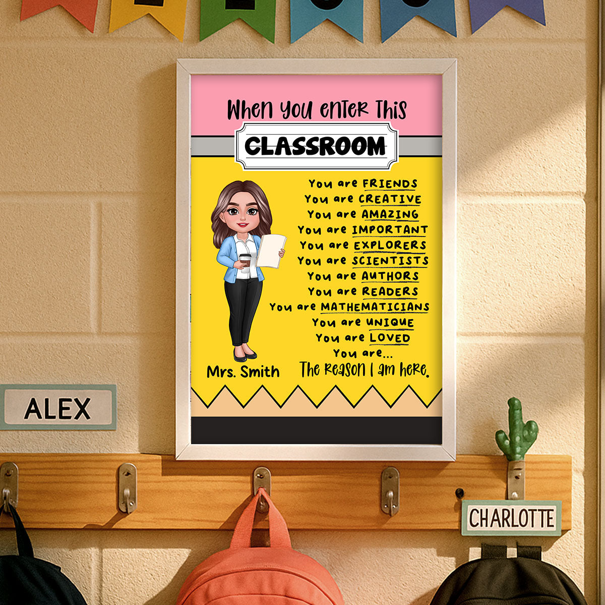 Teacher Pencil Pattern When You Enter This Classroom Personalized Poster