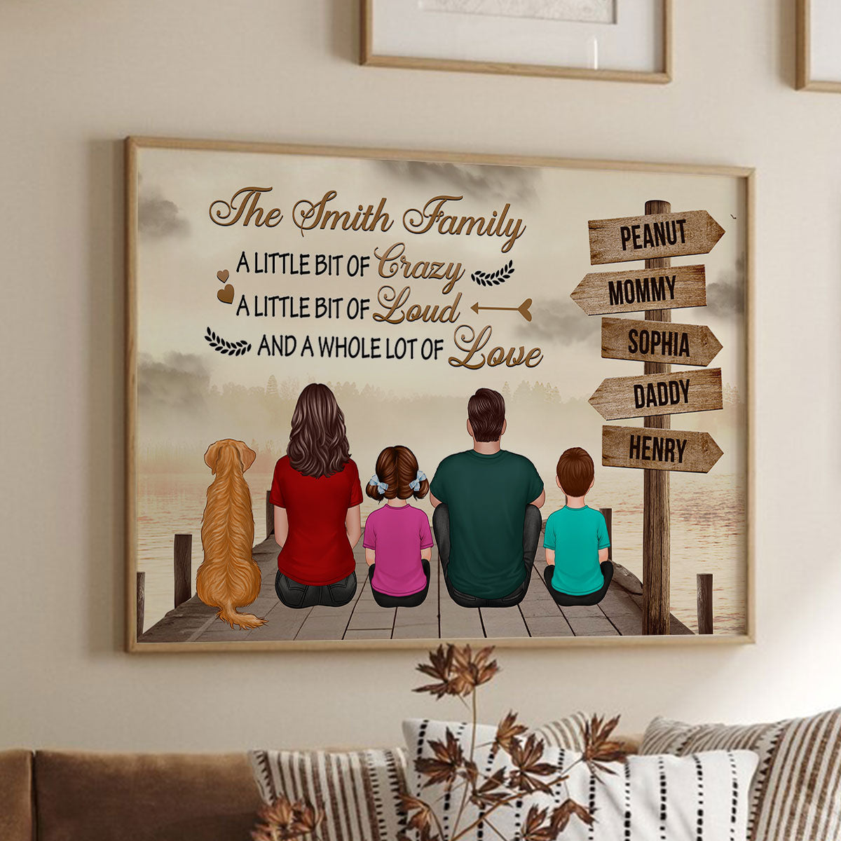 Family A Little Bit Of Street Sign Poster, Personalized Family Poster, Unique Home Decoration, Gift For Family