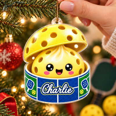 Custom Pickleball Dumpling Squishy Style - Personalized Acrylic Ornament - Christmas Gift for Son, Daughter, Grandkids