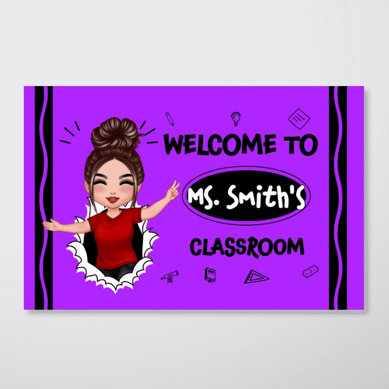 Welcome To My Class Happy Teacher Crayon Theme Personalized Poster, Classroom Decor, Back To School Gift