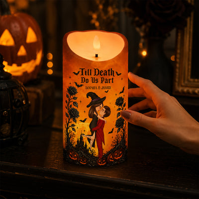 Halloween Couple Love Never Dies - Personalized LED Candle - Halloween Decor For Couple