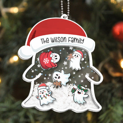 Christmas Ghost Family Personalized Shaker Ornament