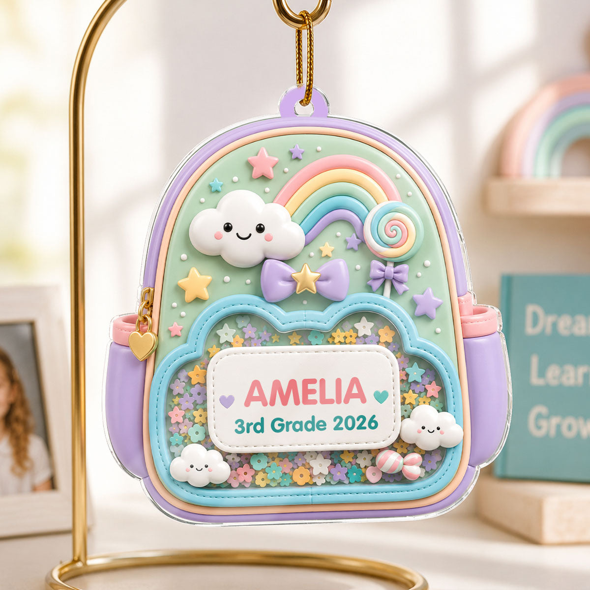 First Day Of School Backpack - Personalized Acrylic Ornament - Christmas Gift For Kids