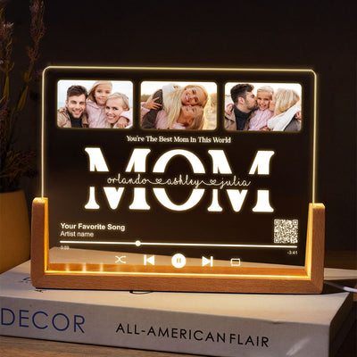 Customize with a Song That Speaks Your Heart, Personalized Photo LED Night Light, Gift for Mom, Scannable QR Code