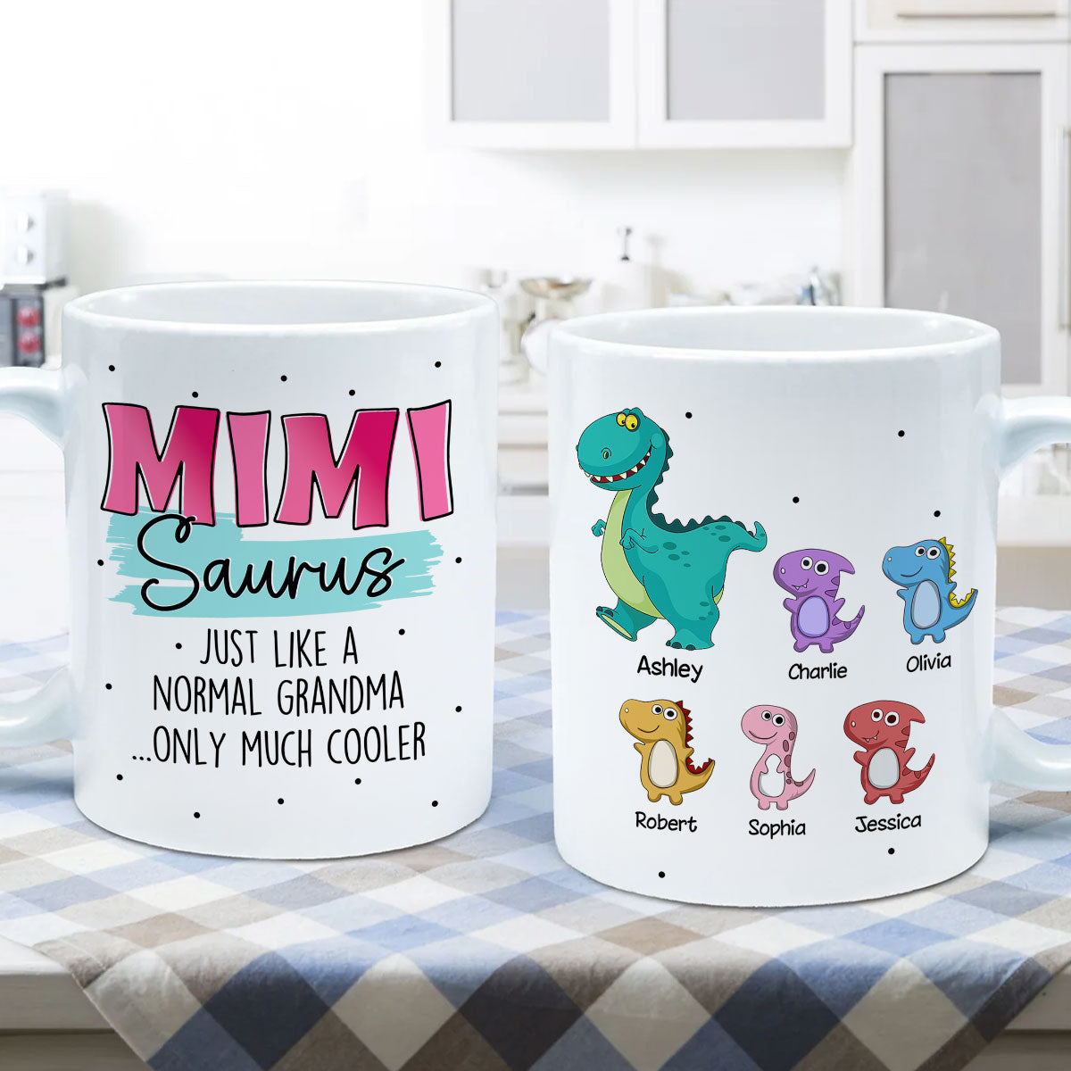 Grandmasaurus Mamasaurus Cute Dinosaurs Mother‘s Day Gift For Mom Grandma Personalized Mug