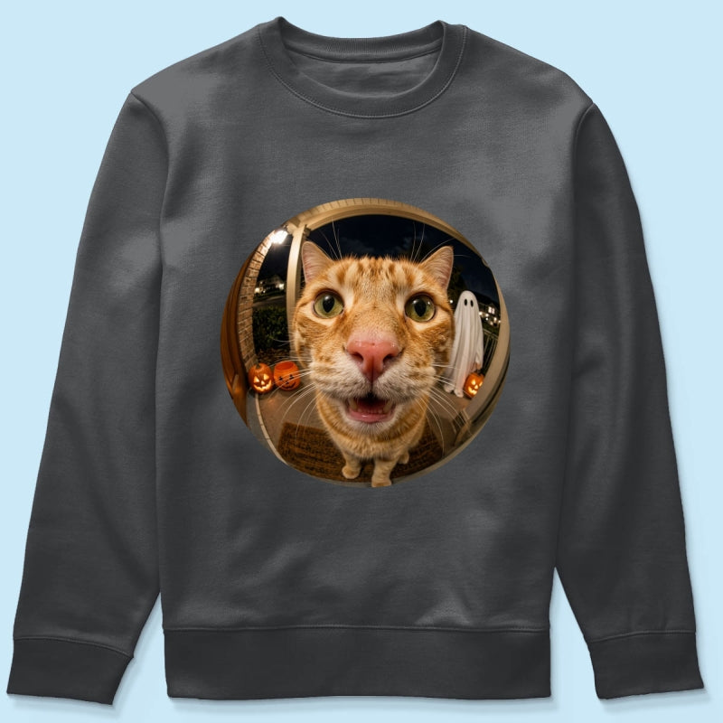 Funny Halloween Doorbell Pet Portrait From Photo - Personalized Shirt
