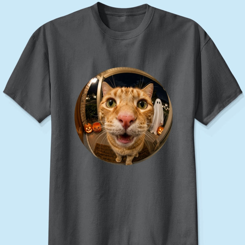 Funny Halloween Doorbell Pet Portrait From Photo - Personalized Shirt