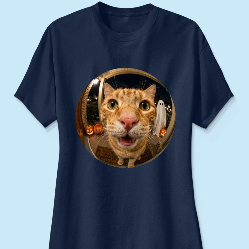 Funny Halloween Doorbell Pet Portrait From Photo - Personalized Shirt