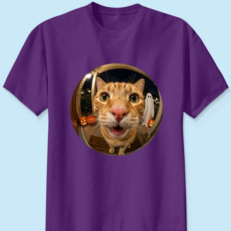 Funny Halloween Doorbell Pet Portrait From Photo - Personalized Shirt