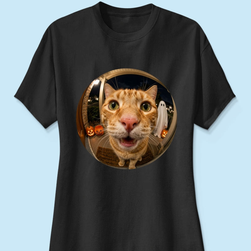 Funny Halloween Doorbell Pet Portrait From Photo - Personalized Shirt