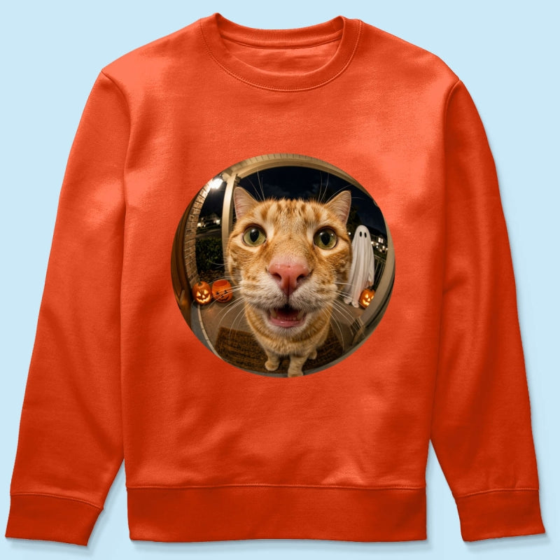 Funny Halloween Doorbell Pet Portrait From Photo - Personalized Shirt