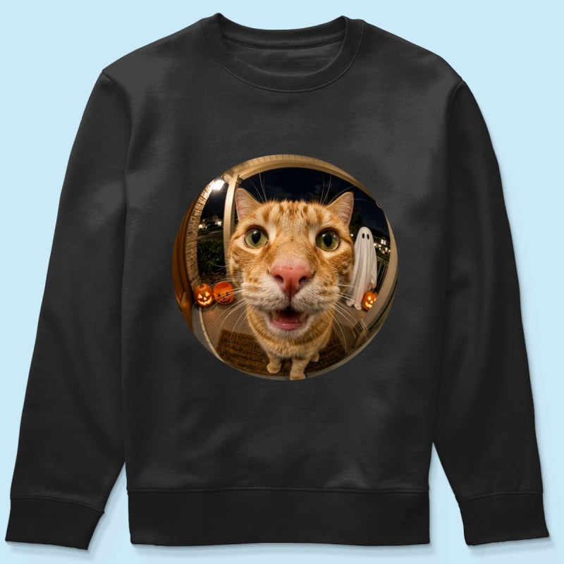Funny Halloween Doorbell Pet Portrait From Photo - Personalized Shirt