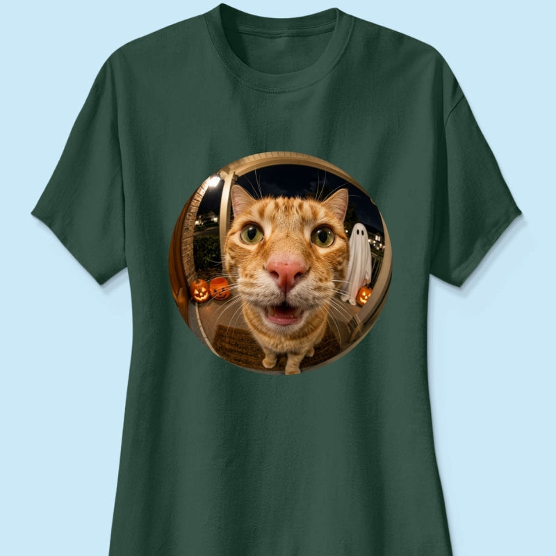 Funny Halloween Doorbell Pet Portrait From Photo - Personalized Shirt
