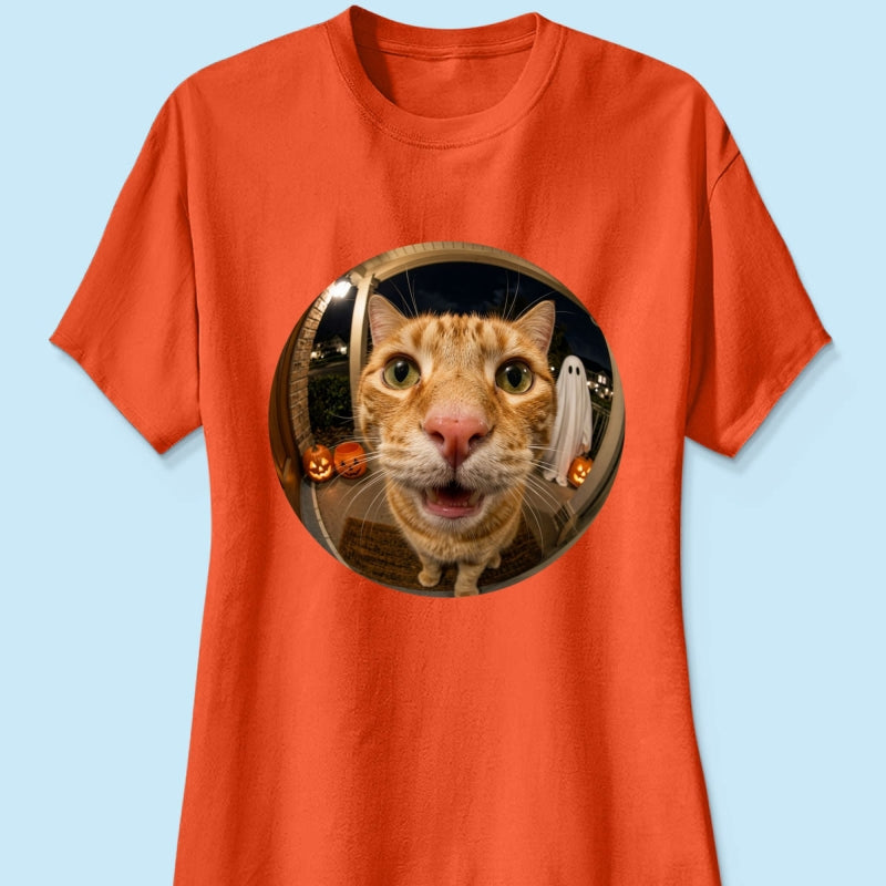 Funny Halloween Doorbell Pet Portrait From Photo - Personalized Shirt