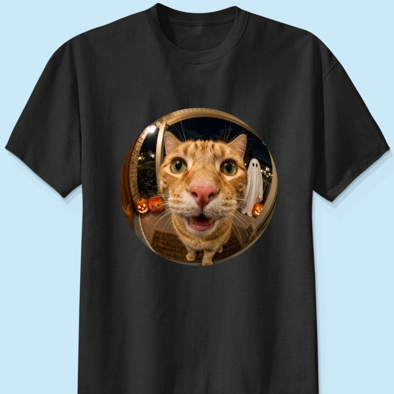 Funny Halloween Doorbell Pet Portrait From Photo - Personalized Shirt