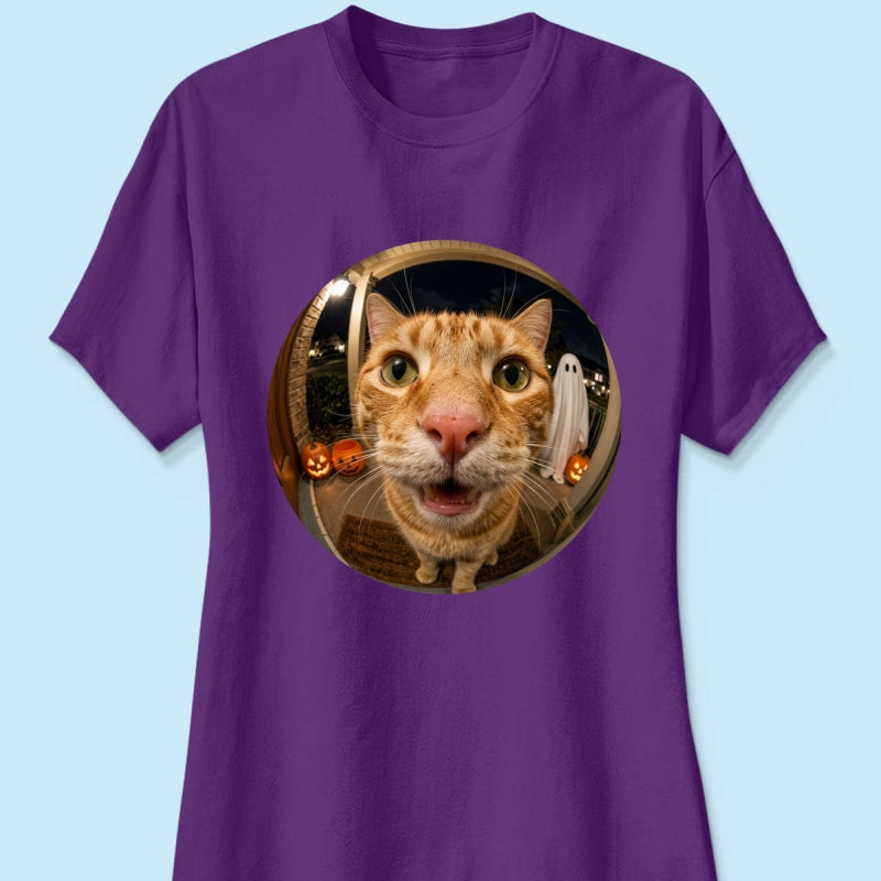 Funny Halloween Doorbell Pet Portrait From Photo - Personalized Shirt