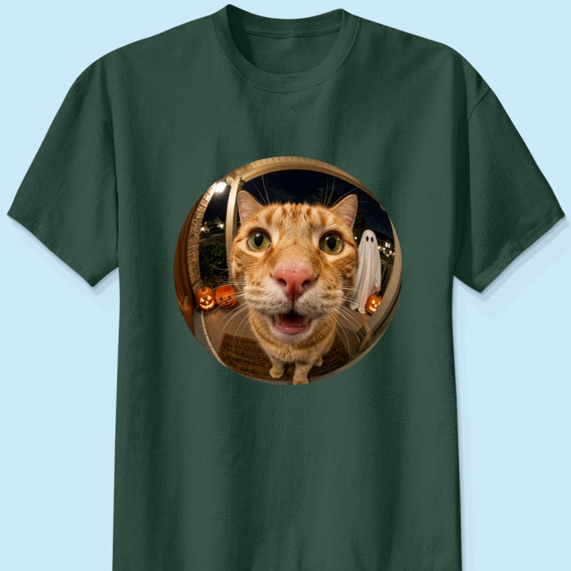 Funny Halloween Doorbell Pet Portrait From Photo - Personalized Shirt