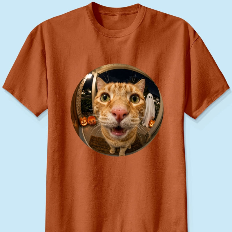 Funny Halloween Doorbell Pet Portrait From Photo - Personalized Shirt