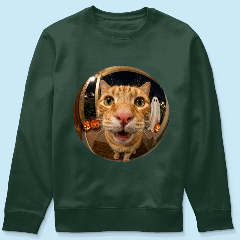 Funny Halloween Doorbell Pet Portrait From Photo - Personalized Shirt
