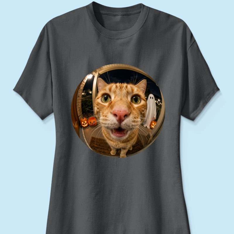 Funny Halloween Doorbell Pet Portrait From Photo - Personalized Shirt