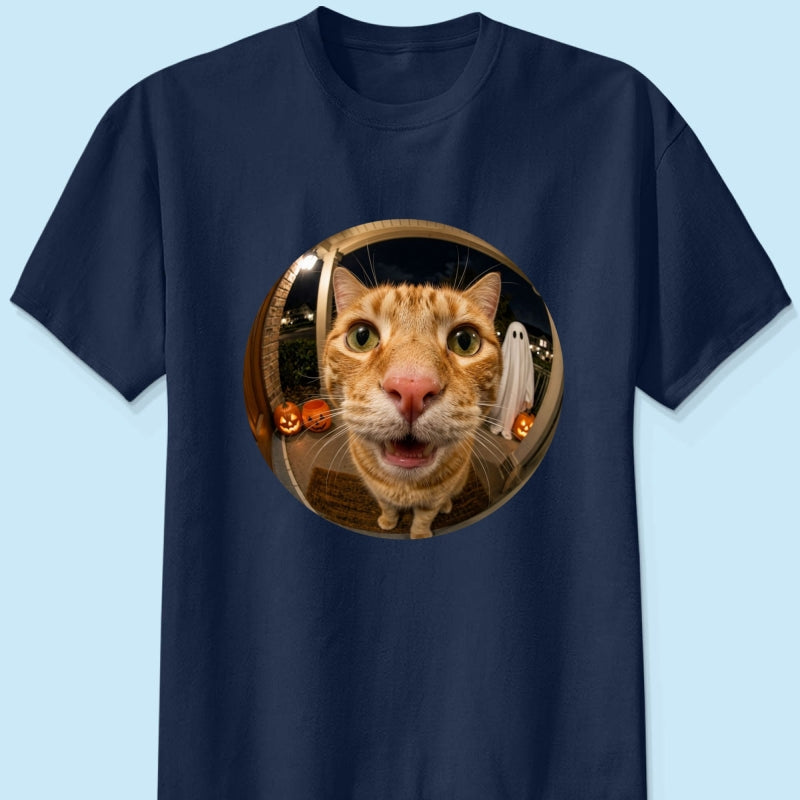 Funny Halloween Doorbell Pet Portrait From Photo - Personalized Shirt