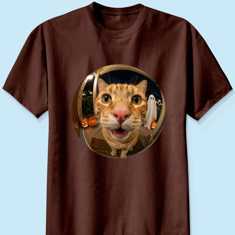 Funny Halloween Doorbell Pet Portrait From Photo - Personalized Shirt