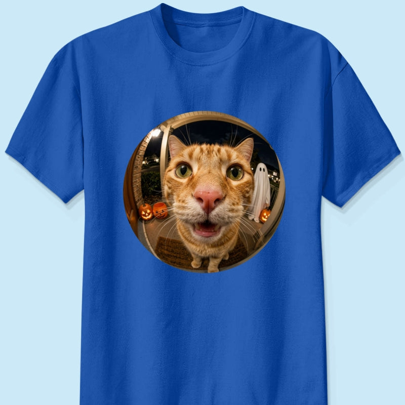 Funny Halloween Doorbell Pet Portrait From Photo - Personalized Shirt