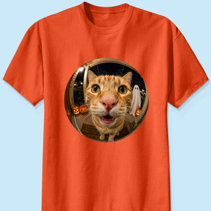 Funny Halloween Doorbell Pet Portrait From Photo - Personalized Shirt