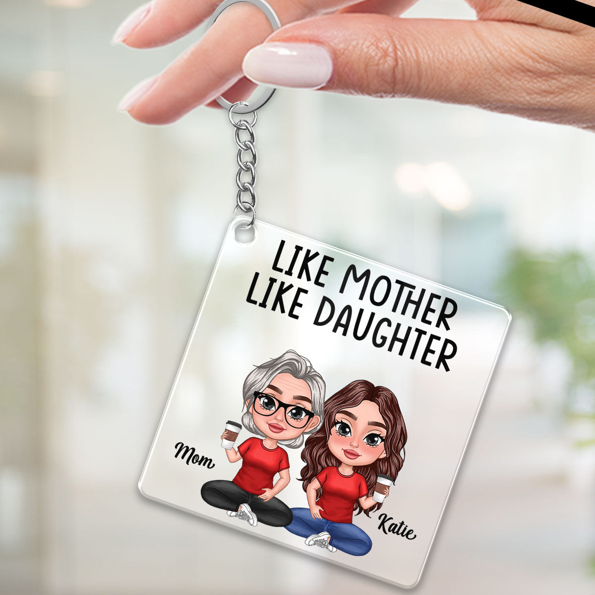 Like Mother Like Daughter Doll Women Thick Lips Personalized Acrylic Keychain