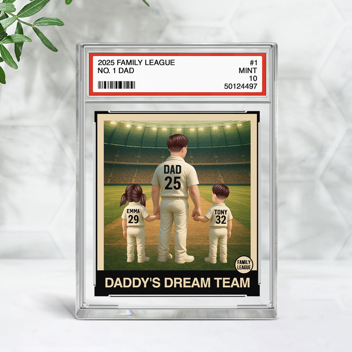 Cricket No. 1 Dad Man & Kids Trading Card Style - Personalized Acrylic Block Plaque