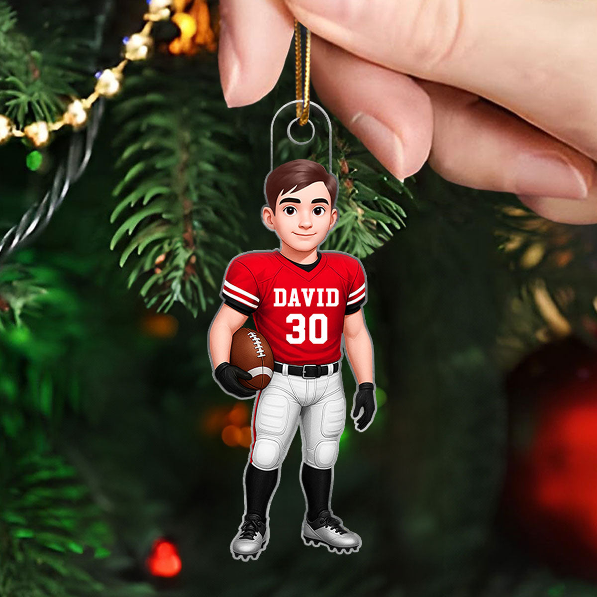 Football Boy 3D Effect - Personalized Acrylic Ornament - Christmas Gift For Teen Boy, Son, Grandson