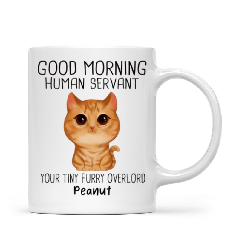 Watercolor Cute Cats Good Morning Cat Human Servant Personalized Mug